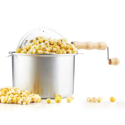 Cook N Home Stovetop Popcorn Popper with Crank, 6Quart Aluminum